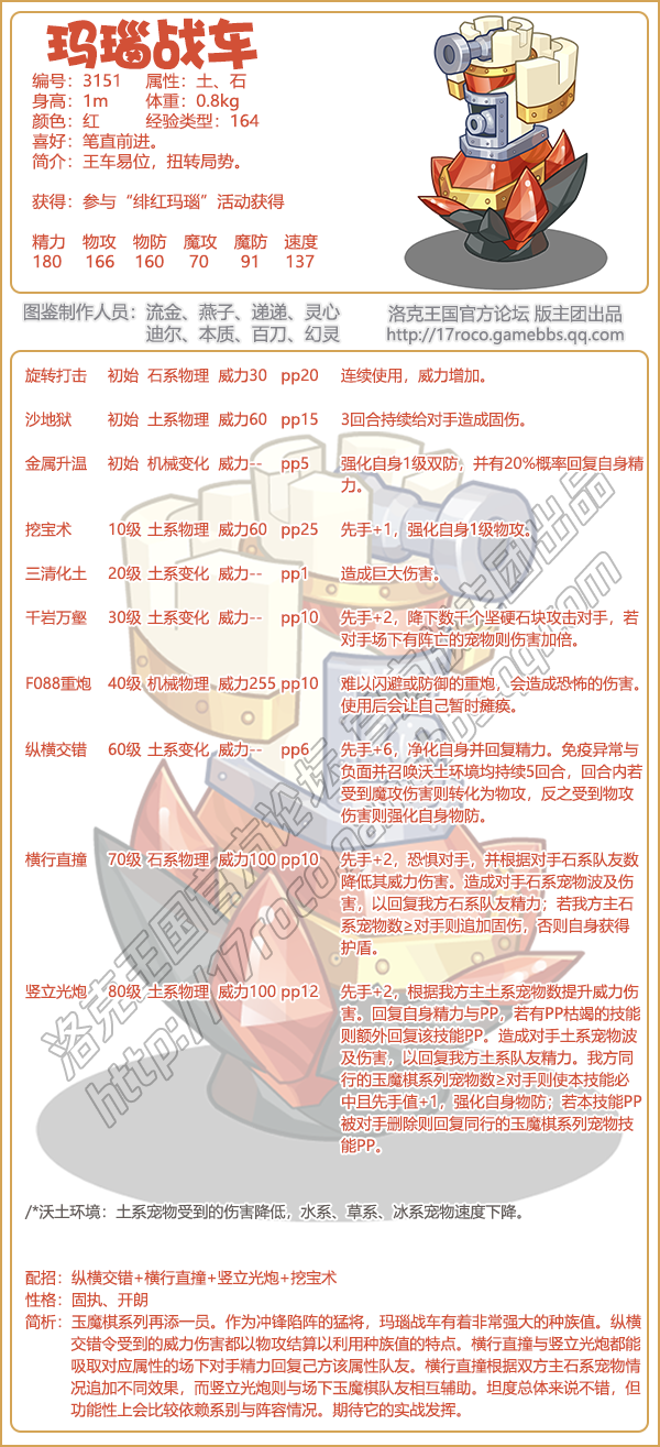 洛克王国玛瑙战车技能表图鉴 玛瑙战车怎么样/厉害吗图1